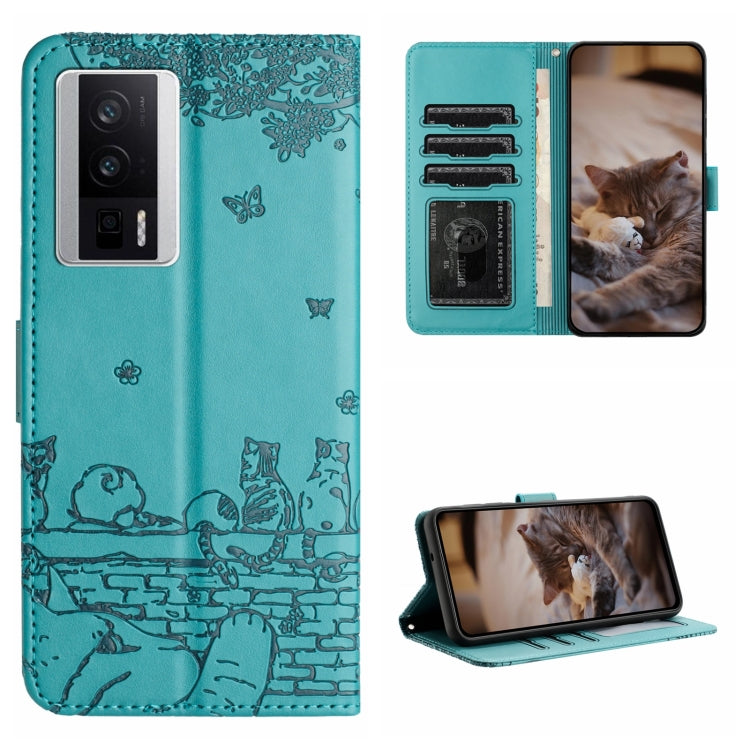 Cat Embossing Pattern Leather Phone Case with Lanyard, For Xiaomi Poco F5, For Xiaomi Poco F5 Pro, For Xiaomi Redmi Note 12 4G Global, For Xiaomi Redmi Note 12 Pro Speed
