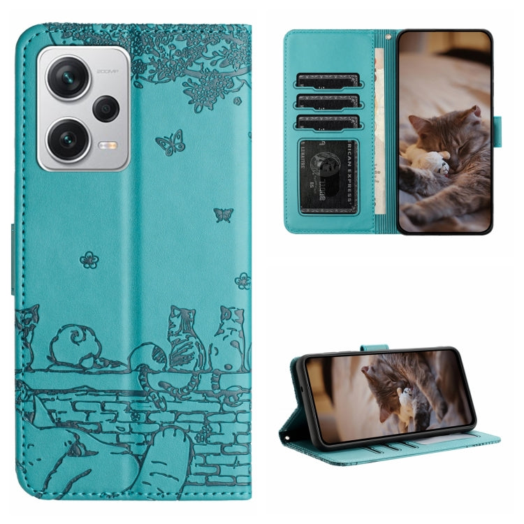 Cat Embossing Pattern Leather Phone Case with Lanyard, For Xiaomi Poco F5, For Xiaomi Poco F5 Pro, For Xiaomi Redmi Note 12 4G Global, For Xiaomi Redmi Note 12 Pro Speed