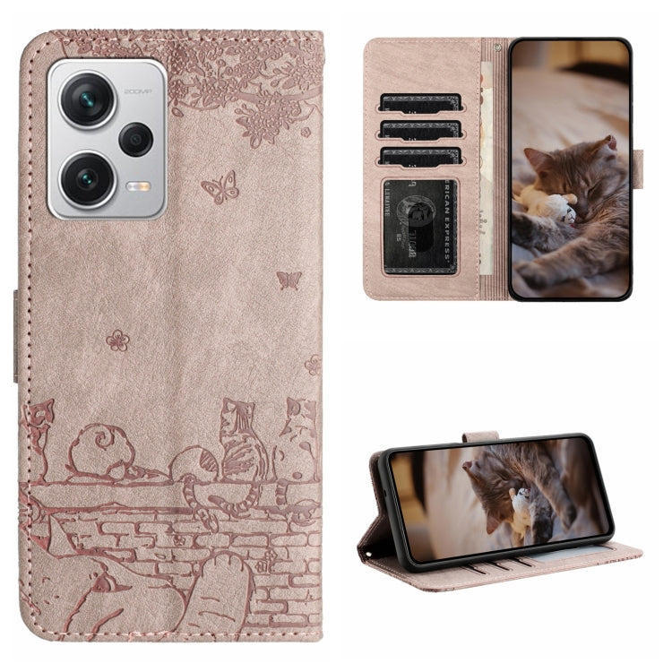 Cat Embossing Pattern Leather Phone Case with Lanyard, For Xiaomi Poco F5, For Xiaomi Poco F5 Pro, For Xiaomi Redmi Note 12 4G Global, For Xiaomi Redmi Note 12 Pro Speed