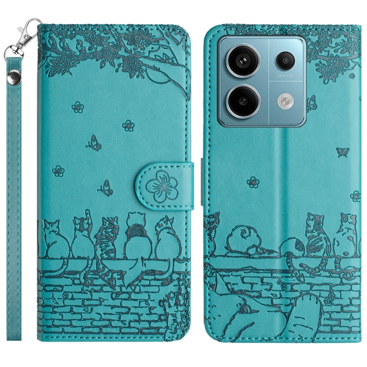 Cat Embossing Pattern Leather Phone Case with Lanyard, For Xiaomi Redmi 13C 4G/5G/13R 5G, For Xiaomi Redmi Note 13 5G, For Xiaomi Redmi Note 13 Pro+, For Xiaomi Redmi Note 13 Pro 5G