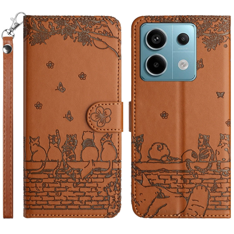 Cat Embossing Pattern Leather Phone Case with Lanyard, For Xiaomi Redmi 13C 4G/5G/13R 5G, For Xiaomi Redmi Note 13 5G, For Xiaomi Redmi Note 13 Pro+, For Xiaomi Redmi Note 13 Pro 5G