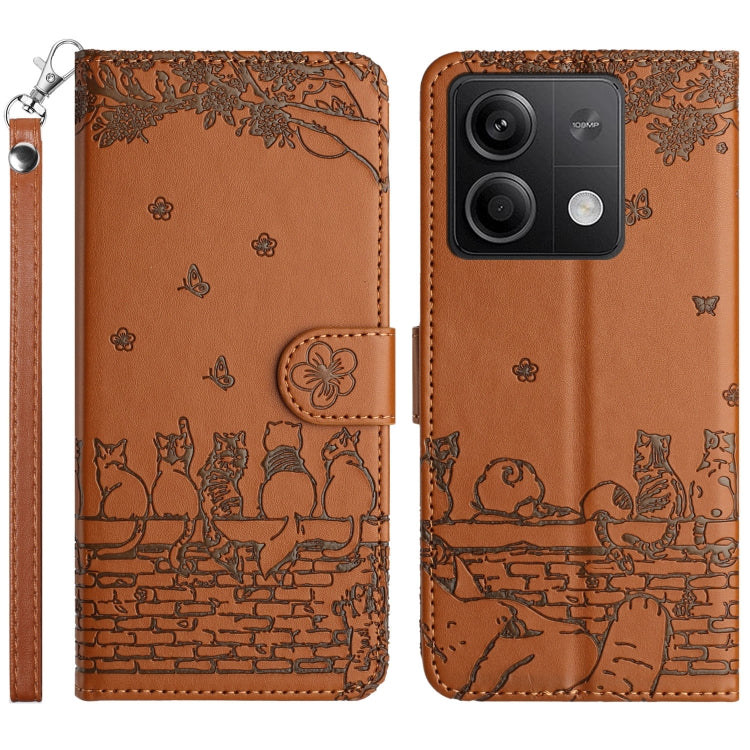 Cat Embossing Pattern Leather Phone Case with Lanyard, For Xiaomi Redmi 13C 4G/5G/13R 5G, For Xiaomi Redmi Note 13 5G, For Xiaomi Redmi Note 13 Pro+, For Xiaomi Redmi Note 13 Pro 5G