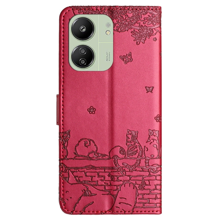 Cat Embossing Pattern Leather Phone Case with Lanyard, For Xiaomi Redmi 13C 4G/5G/13R 5G, For Xiaomi Redmi Note 13 5G, For Xiaomi Redmi Note 13 Pro+, For Xiaomi Redmi Note 13 Pro 5G
