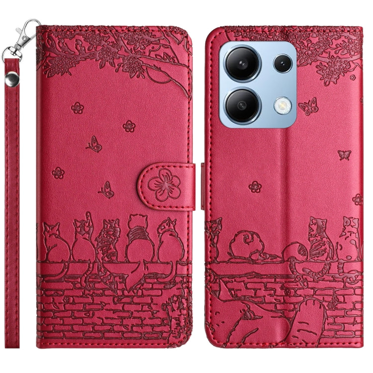 Cat Embossing Pattern Leather Phone Case with Lanyard, For Xiaomi Poco M6 Pro 4G, For Xiaomi Poco C65/Poco M6, For Xiaomi Redmi Note 13 Pro 4G, For Xiaomi Redmi Note 13 4G