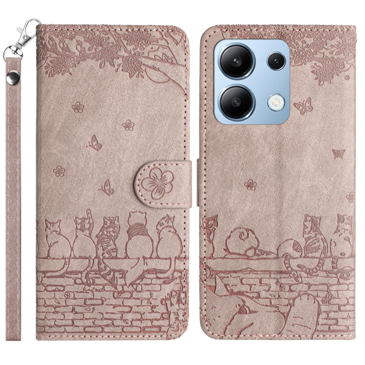 Cat Embossing Pattern Leather Phone Case with Lanyard, For Xiaomi Poco M6 Pro 4G, For Xiaomi Poco C65/Poco M6, For Xiaomi Redmi Note 13 Pro 4G, For Xiaomi Redmi Note 13 4G