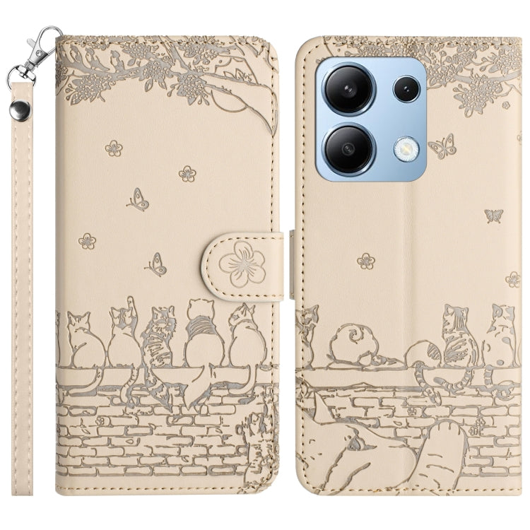Cat Embossing Pattern Leather Phone Case with Lanyard, For Xiaomi Poco M6 Pro 4G, For Xiaomi Poco C65/Poco M6, For Xiaomi Redmi Note 13 Pro 4G, For Xiaomi Redmi Note 13 4G