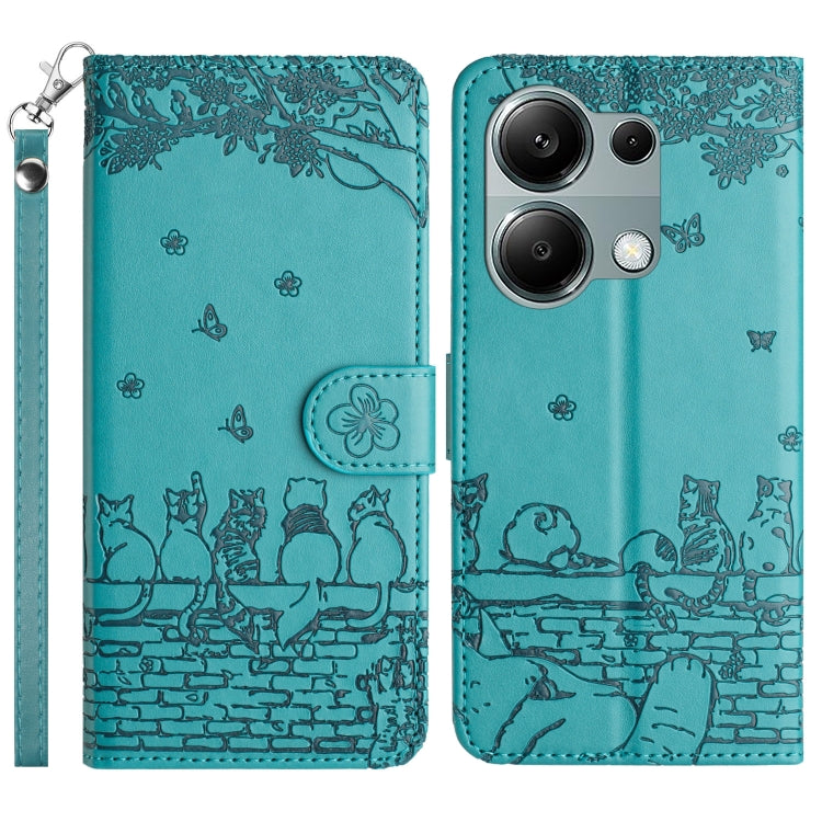 Cat Embossing Pattern Leather Phone Case with Lanyard, For Xiaomi Poco M6 Pro 4G, For Xiaomi Poco C65/Poco M6, For Xiaomi Redmi Note 13 Pro 4G, For Xiaomi Redmi Note 13 4G