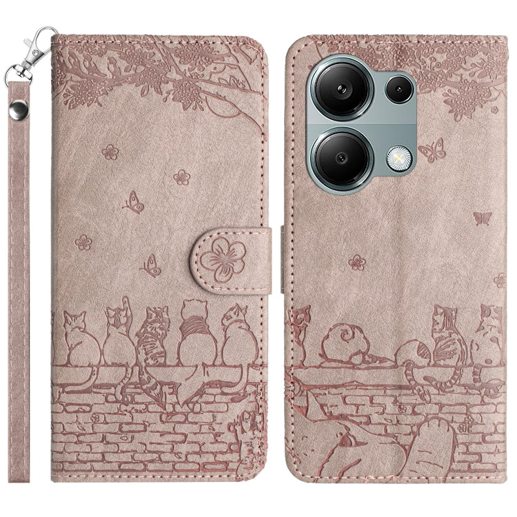 Cat Embossing Pattern Leather Phone Case with Lanyard, For Xiaomi Poco M6 Pro 4G, For Xiaomi Poco C65/Poco M6, For Xiaomi Redmi Note 13 Pro 4G, For Xiaomi Redmi Note 13 4G