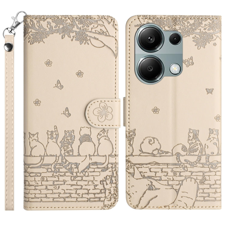 Cat Embossing Pattern Leather Phone Case with Lanyard, For Xiaomi Poco M6 Pro 4G, For Xiaomi Poco C65/Poco M6, For Xiaomi Redmi Note 13 Pro 4G, For Xiaomi Redmi Note 13 4G