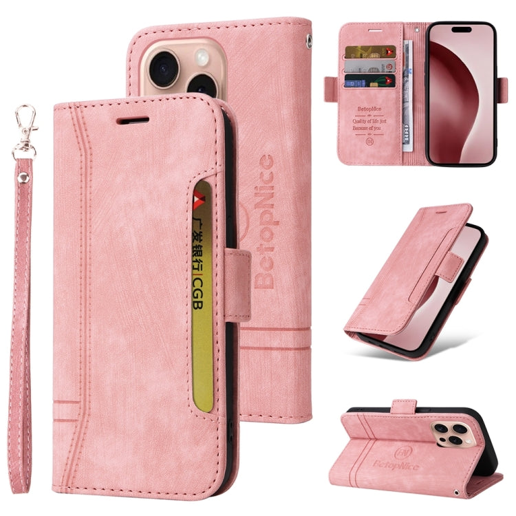 BETOPNICE Dual-side Buckle Leather Phone Case, For iPhone 16 Pro Max, For iPhone 16 Pro, For iPhone 16 Plus, For iPhone 16
