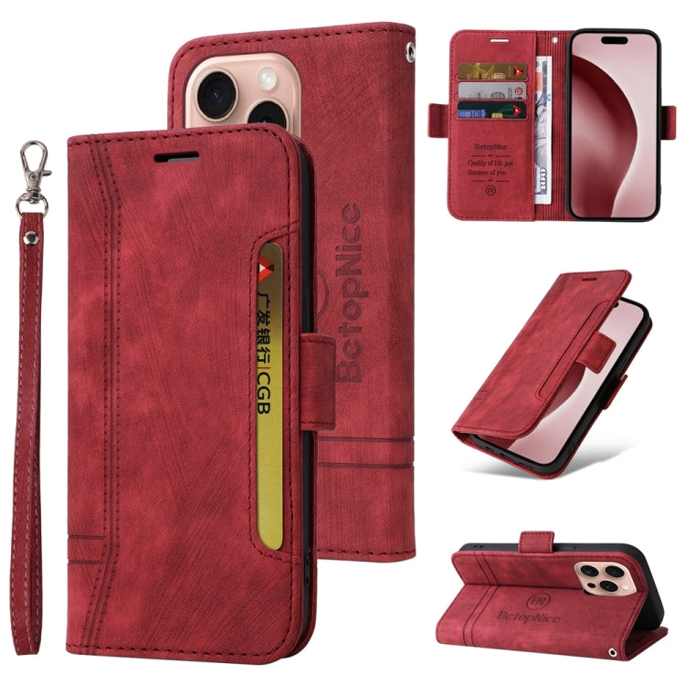 BETOPNICE Dual-side Buckle Leather Phone Case, For iPhone 16 Pro Max, For iPhone 16 Pro, For iPhone 16 Plus, For iPhone 16