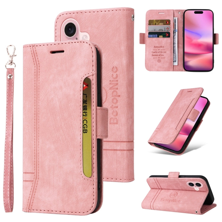 BETOPNICE Dual-side Buckle Leather Phone Case, For iPhone 16 Pro Max, For iPhone 16 Pro, For iPhone 16 Plus, For iPhone 16