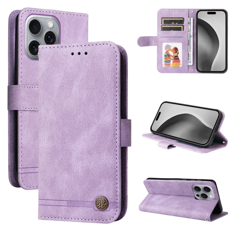 Skin Feel Life Tree Leather Phone Case, For iPhone 16e, For iPhone 15 Pro Max, For iPhone 15 Pro, For iPhone 15 Plus