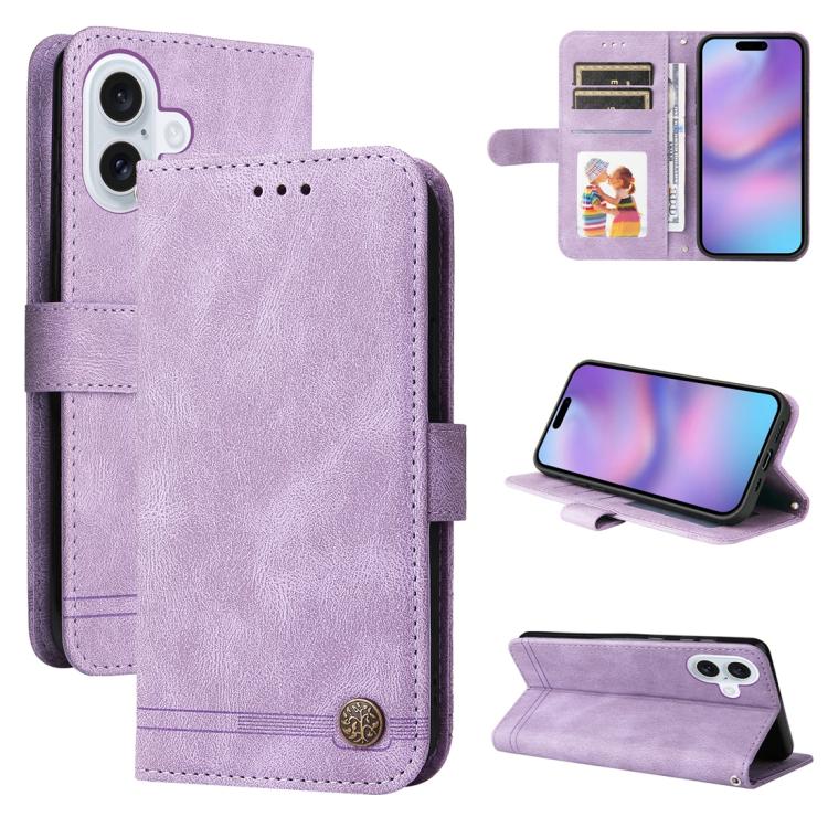 Skin Feel Life Tree Leather Phone Case, For iPhone 16 Pro Max, For iPhone 16 Pro, For iPhone 16 Plus, For iPhone 16