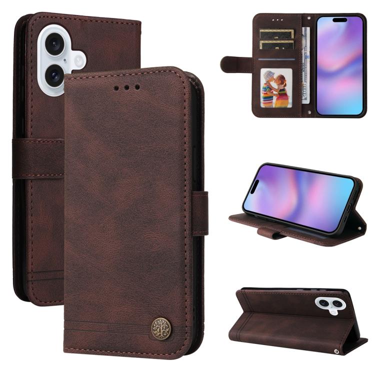 Skin Feel Life Tree Leather Phone Case, For iPhone 16 Pro Max, For iPhone 16 Pro, For iPhone 16 Plus, For iPhone 16