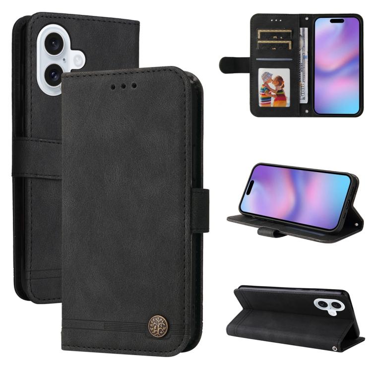Skin Feel Life Tree Leather Phone Case, For iPhone 16 Pro Max, For iPhone 16 Pro, For iPhone 16 Plus, For iPhone 16