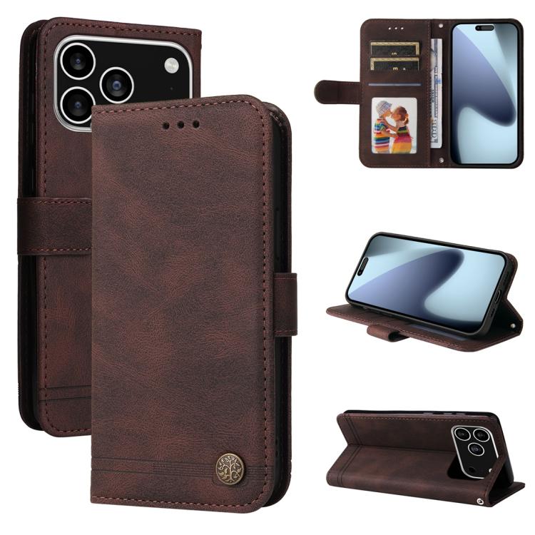 Skin Feel Life Tree Leather Phone Case, For iPhone 16 Pro Max, For iPhone 16 Pro, For iPhone 16 Plus, For iPhone 16