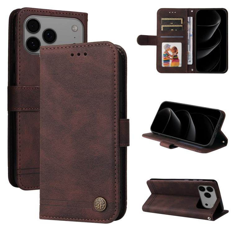 Skin Feel Life Tree Leather Phone Case, For iPhone 16 Pro Max, For iPhone 16 Pro, For iPhone 16 Plus, For iPhone 16