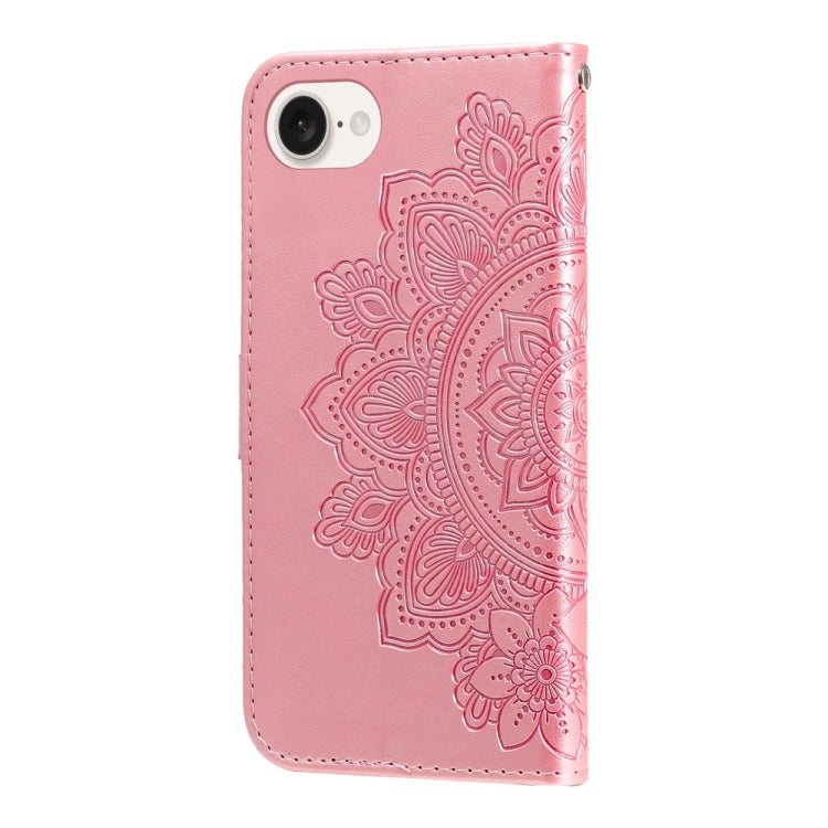 Seven-petal Flowers Embossing Leather Phone Case, For iPhone 16e, For iPhone 15 Pro Max, For iPhone 15 Pro, For iPhone 15 Plus