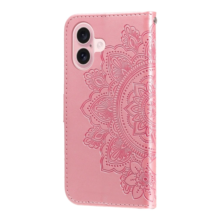 Seven-petal Flowers Embossing Leather Phone Case, For iPhone 16, For iPhone 15 Pro Max, For iPhone 15 Pro, For iPhone 15 Plus
