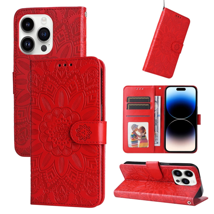 Embossed Sunflower Leather Phone Case, For iPhone 16, For iPhone 15 Pro Max, For iPhone 15 Pro, For iPhone 15 Plus