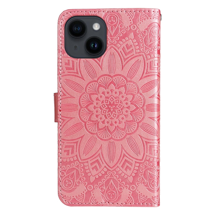 Embossed Sunflower Leather Phone Case, For iPhone 15