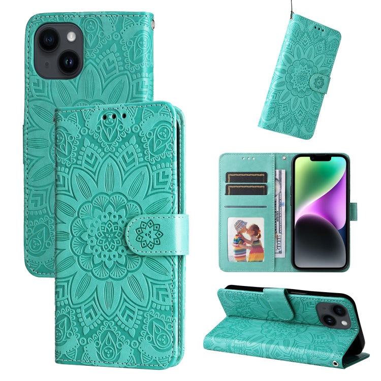 Embossed Sunflower Leather Phone Case, For iPhone 16, For iPhone 15 Pro Max, For iPhone 15 Pro, For iPhone 15 Plus