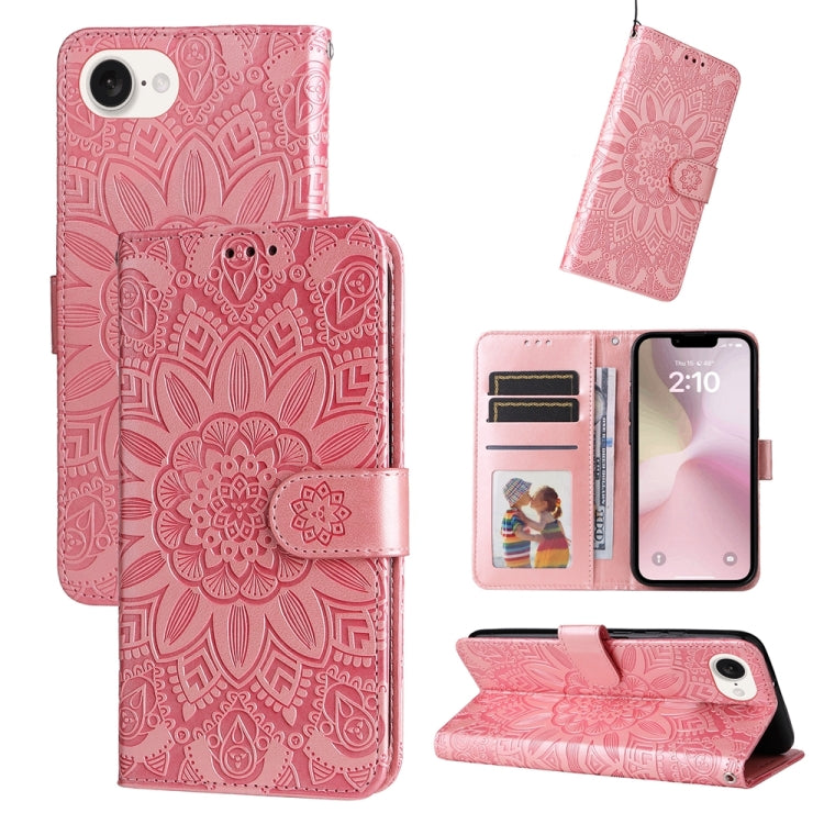 Embossed Sunflower Leather Phone Case, For iPhone 16 Pro Max, For iPhone 16 Pro, For iPhone 16 Plus, For iPhone 16