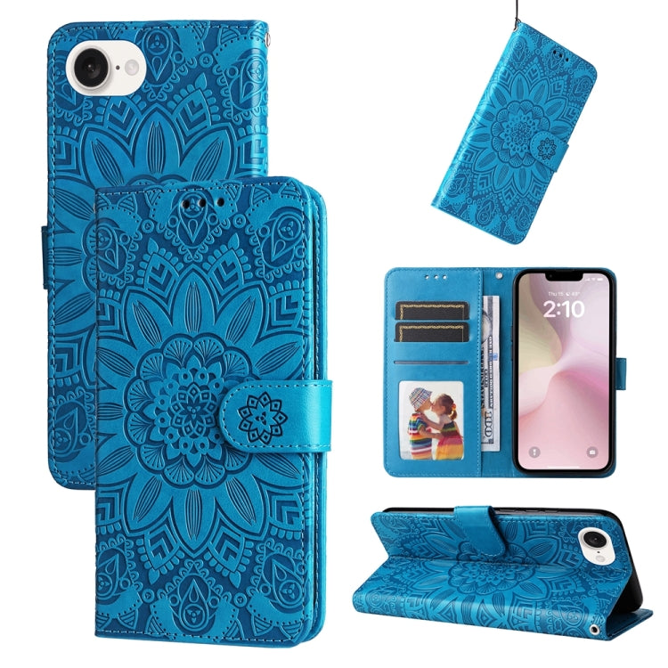 Embossed Sunflower Leather Phone Case, For iPhone 16 Pro Max, For iPhone 16 Pro, For iPhone 16 Plus, For iPhone 16