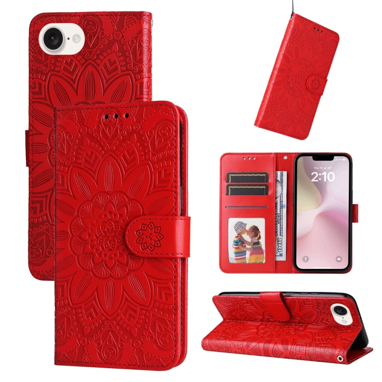 Embossed Sunflower Leather Phone Case, For iPhone 16 Pro Max, For iPhone 16 Pro, For iPhone 16 Plus, For iPhone 16