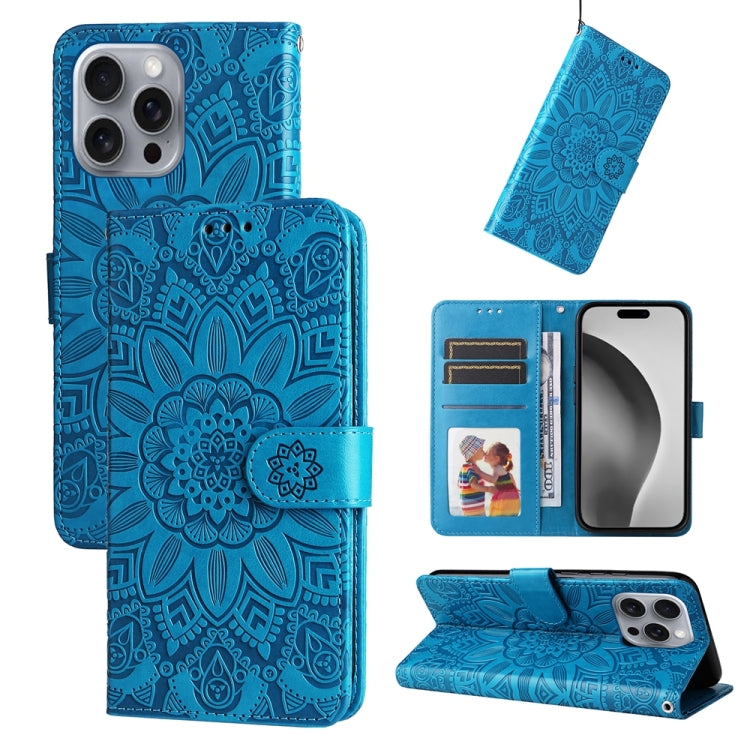 Embossed Sunflower Leather Phone Case, For iPhone 16e, For iPhone 15 Pro Max, For iPhone 15 Pro, For iPhone 15 Plus