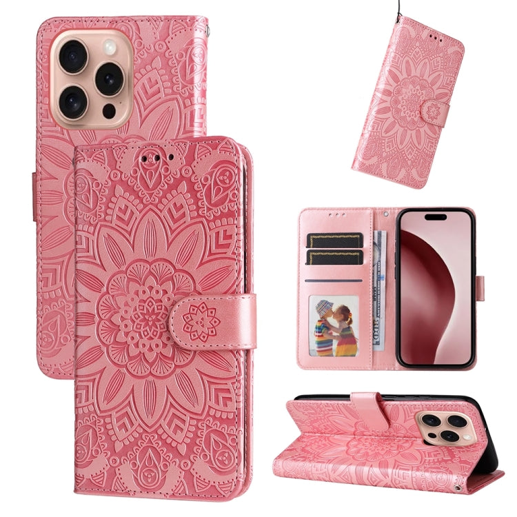 Embossed Sunflower Leather Phone Case, For iPhone 16e, For iPhone 15 Pro Max, For iPhone 15 Pro, For iPhone 15 Plus