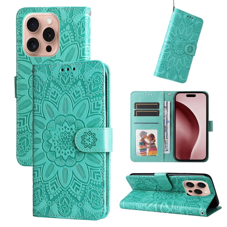 Embossed Sunflower Leather Phone Case, For iPhone 16e, For iPhone 15 Pro Max, For iPhone 15 Pro, For iPhone 15 Plus