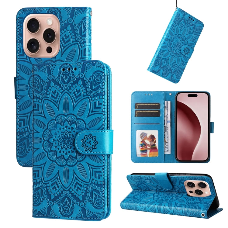 Embossed Sunflower Leather Phone Case, For iPhone 16e, For iPhone 15 Pro Max, For iPhone 15 Pro, For iPhone 15 Plus
