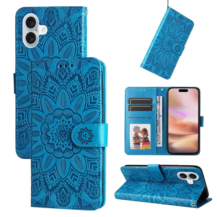 Embossed Sunflower Leather Phone Case, For iPhone 16e, For iPhone 15 Pro Max, For iPhone 15 Pro, For iPhone 15 Plus