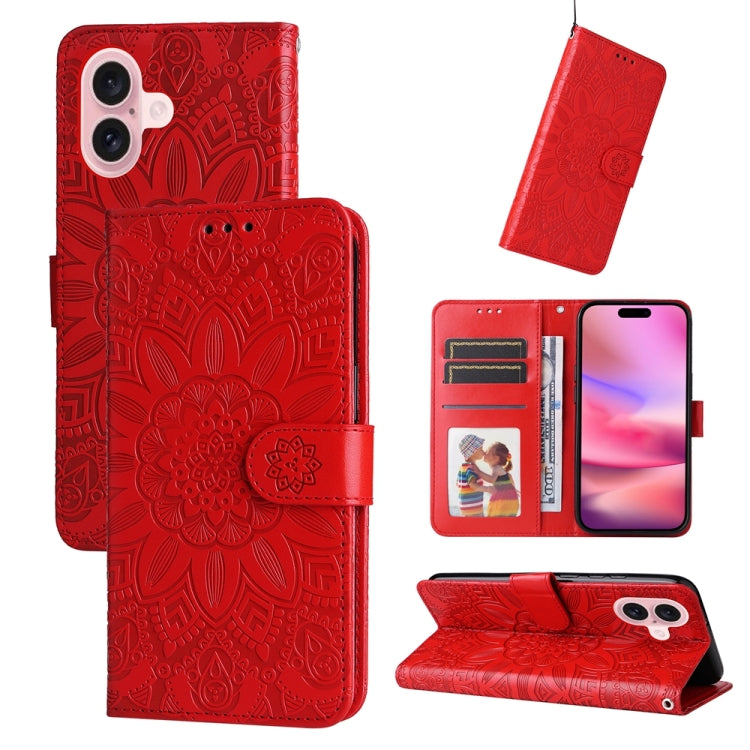 Embossed Sunflower Leather Phone Case, For iPhone 16, For iPhone 15 Pro Max, For iPhone 15 Pro, For iPhone 15 Plus