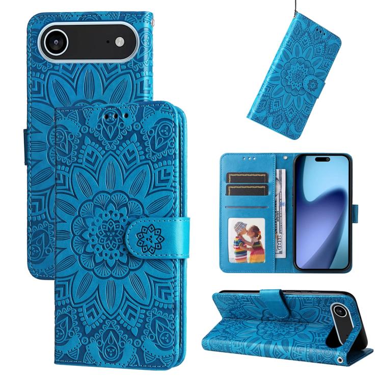 Embossed Sunflower Leather Phone Case, For iPhone 16e, For iPhone 15 Pro Max, For iPhone 15 Pro, For iPhone 15 Plus