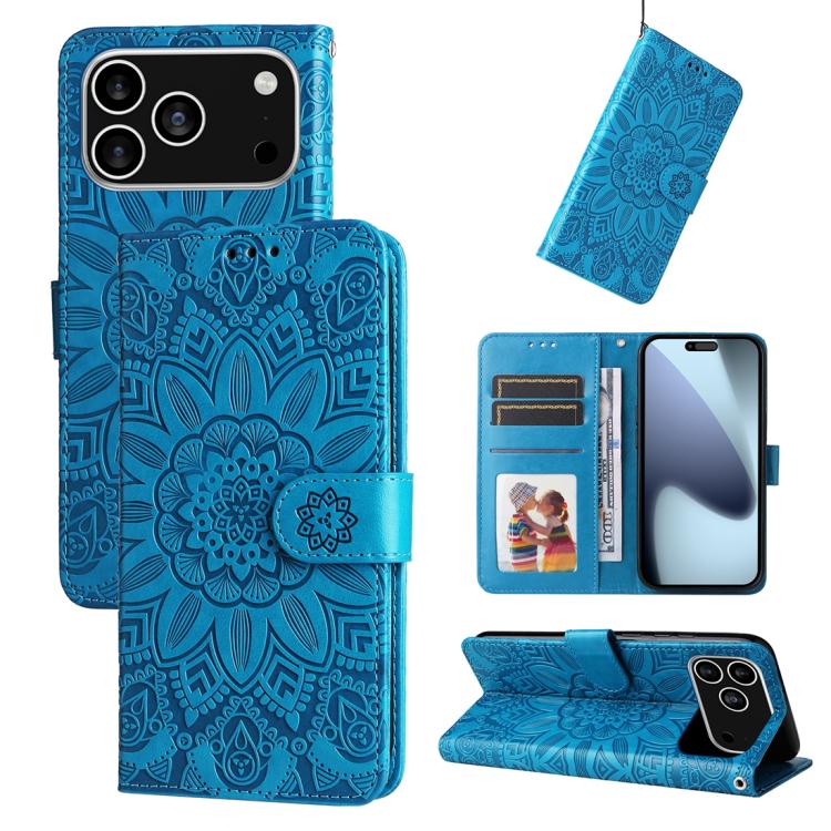 Embossed Sunflower Leather Phone Case, For iPhone 16 Pro Max, For iPhone 16 Pro, For iPhone 16 Plus, For iPhone 16