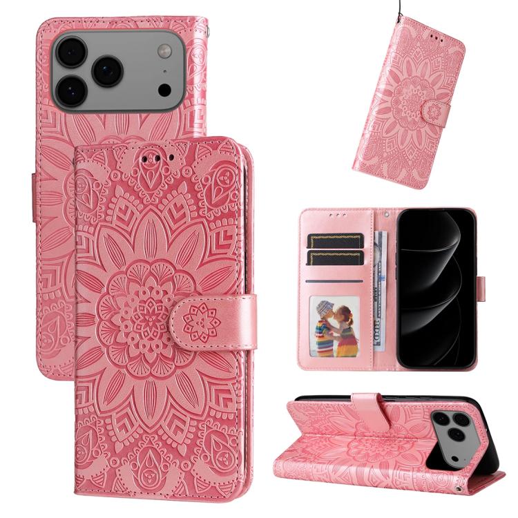 Embossed Sunflower Leather Phone Case, For iPhone 16 Pro Max, For iPhone 16 Pro, For iPhone 16 Plus, For iPhone 16