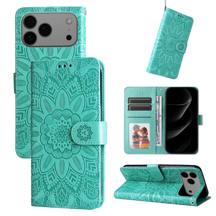 Embossed Sunflower Leather Phone Case, For iPhone 16 Pro Max, For iPhone 16 Pro, For iPhone 16 Plus, For iPhone 16