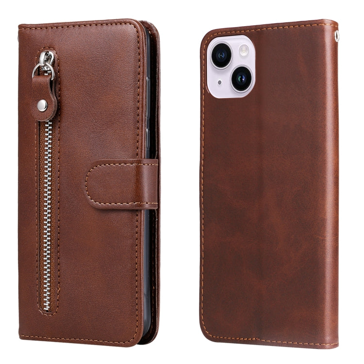 Fashion Calf Texture Zipper Leather Phone Case, For iPhone 15