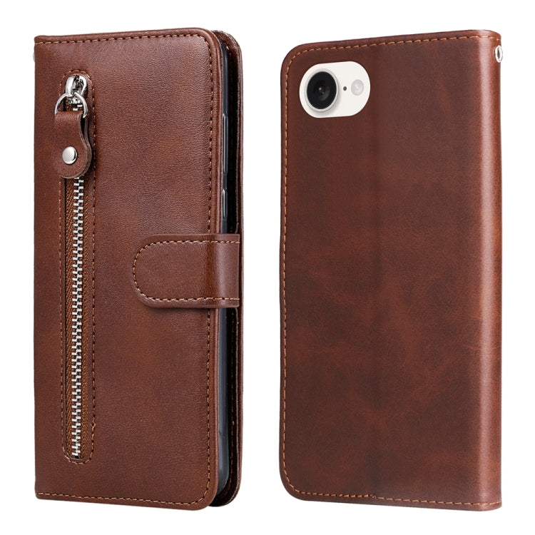 Fashion Calf Texture Zipper Leather Phone Case, For iPhone 16e, For iPhone 15 Pro Max, For iPhone 15 Pro, For iPhone 15 Plus