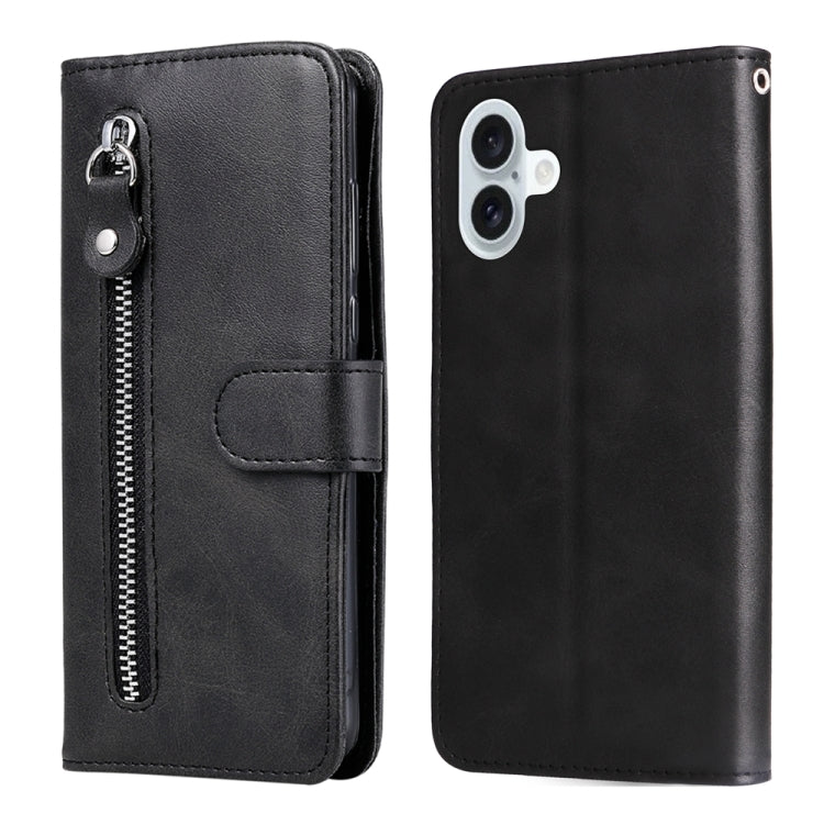 Fashion Calf Texture Zipper Leather Phone Case, For iPhone 16e, For iPhone 15 Pro Max, For iPhone 15 Pro, For iPhone 15 Plus