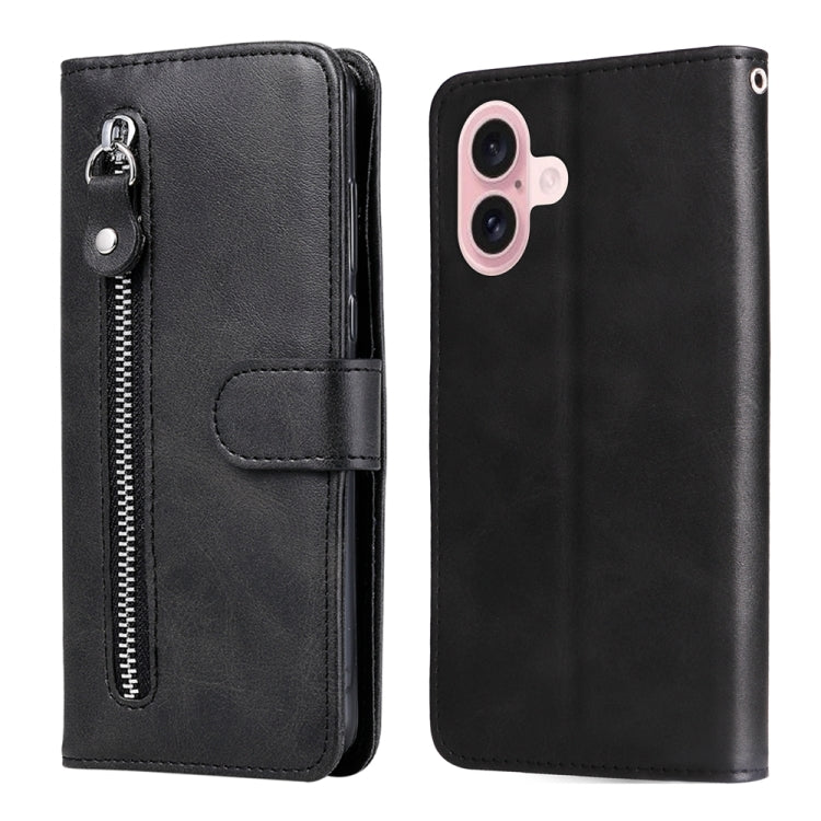 Fashion Calf Texture Zipper Leather Phone Case, For iPhone 16, For iPhone 15 Pro Max, For iPhone 15 Pro, For iPhone 15 Plus
