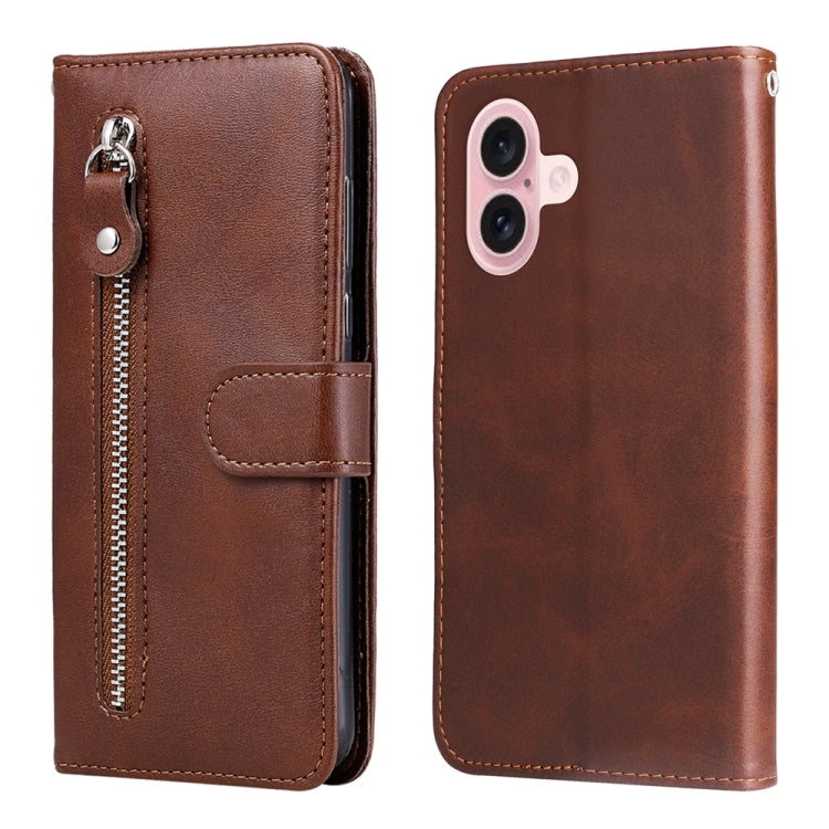 Fashion Calf Texture Zipper Leather Phone Case, For iPhone 16, For iPhone 15 Pro Max, For iPhone 15 Pro, For iPhone 15 Plus