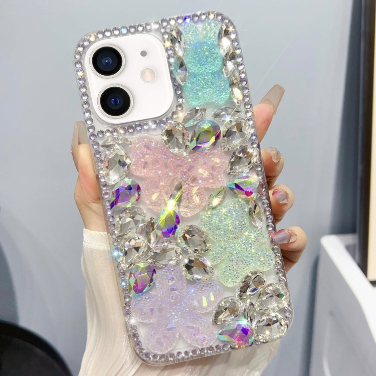 Ice Crystal Bow Knot Full Diamond TPU Phone Case, For iPhone 11