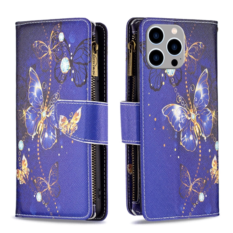 Colored Drawing Pattern Zipper Phone Leather Case, For iPhone 16 Plus, For iPhone 16