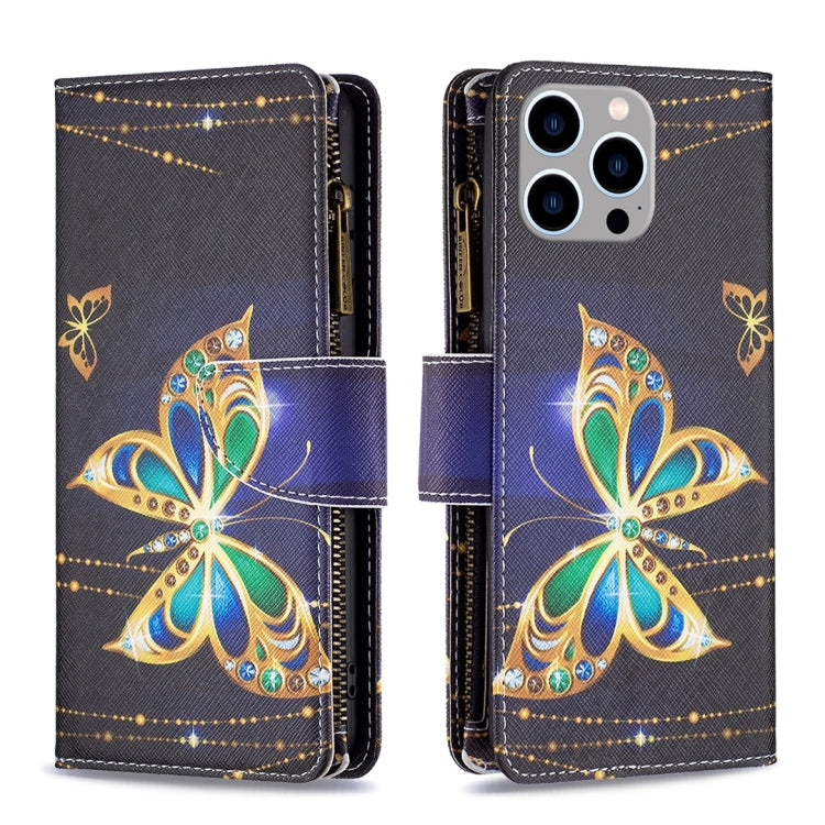 Colored Drawing Pattern Zipper Phone Leather Case, For iPhone 16 Plus, For iPhone 16