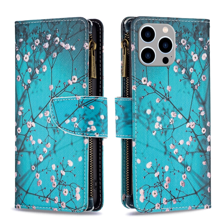 Colored Drawing Pattern Zipper Phone Leather Case, For iPhone 16 Plus, For iPhone 16