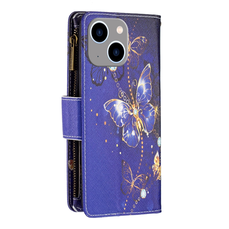 Colored Drawing Pattern Zipper Phone Leather Case, For iPhone 15 Pro Max, For iPhone 15 Pro